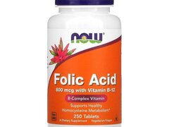 NOW Foods Folic Acid with Vitamin B12, 800mcg - 250 Tablete